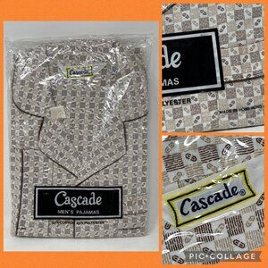 Vintage Men's Pajamas By Cascade 70s 2 Piece Set NOS Size B Medium 80% Cotton